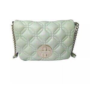 Kate Spade Astor Court Naomi Quilted  Leather Crossbody Bag Mint Green MSRP $228